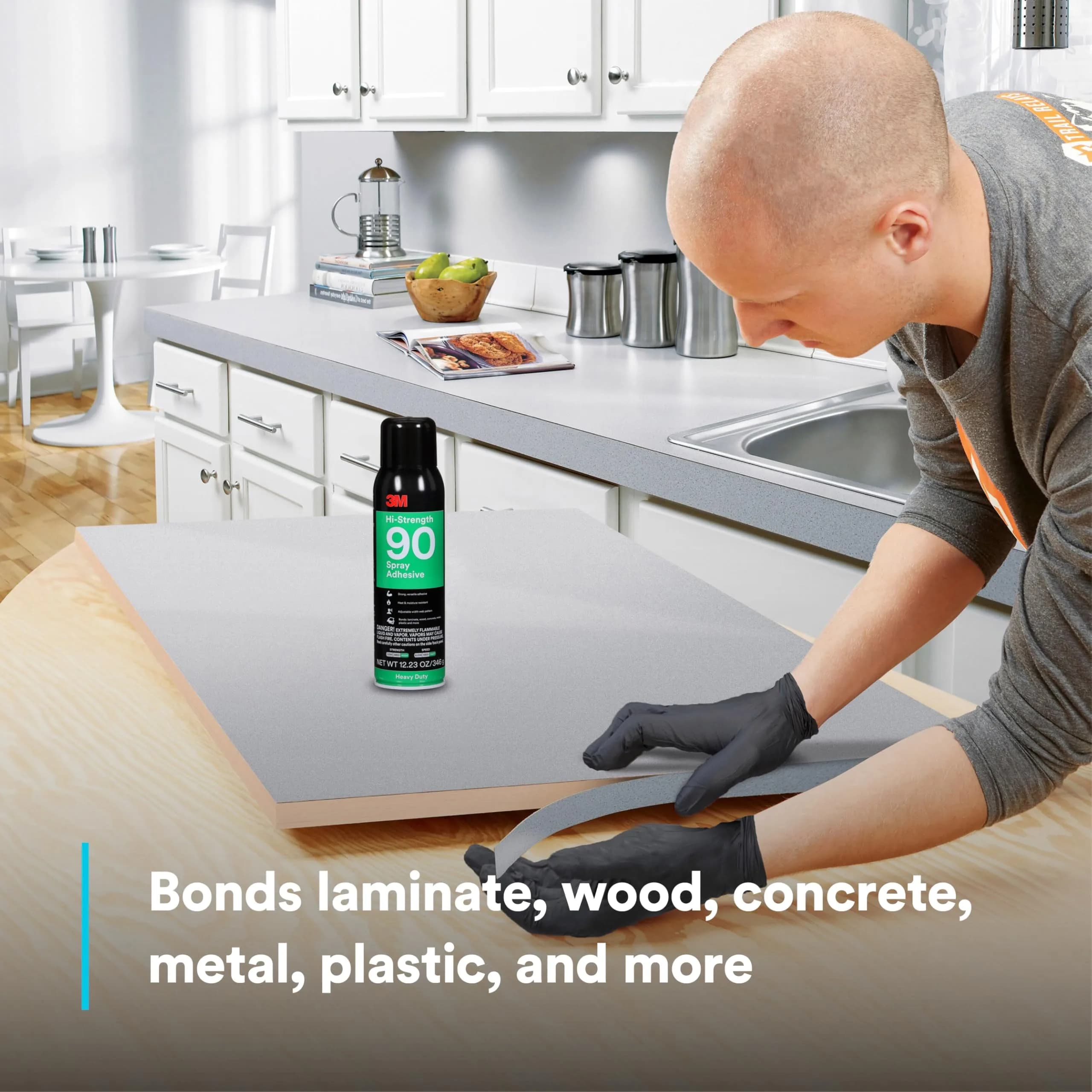3M Hi-Strength 90 Spray Adhesive 500ml (17.7 fl oz) | Bonds Laminate, Wood, Concrete, Metal, Plastic - view 4