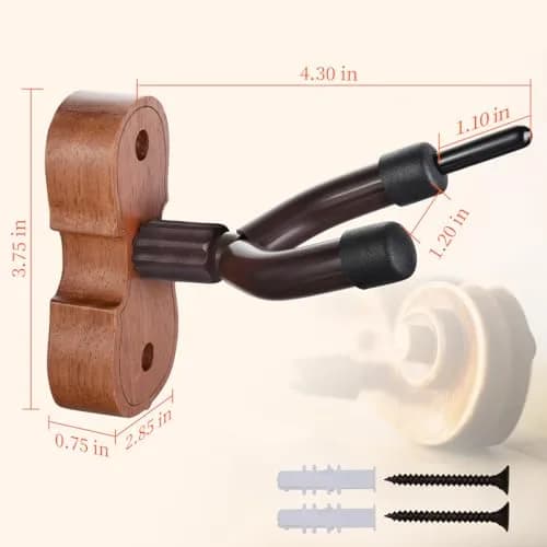 WOGOD Violin Hanger Wall Mount with Bow Holder - Sapele Wood & Metal - 1 Pack thumbnail 7