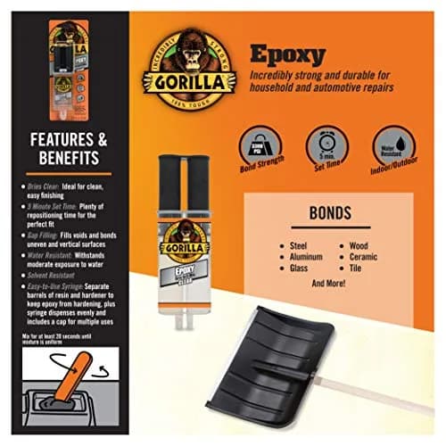 Gorilla 2 Part Epoxy Clear Syringe 9.35 fl oz (276ml) | Strong Metal Bonding for Repairs thumbnail 3