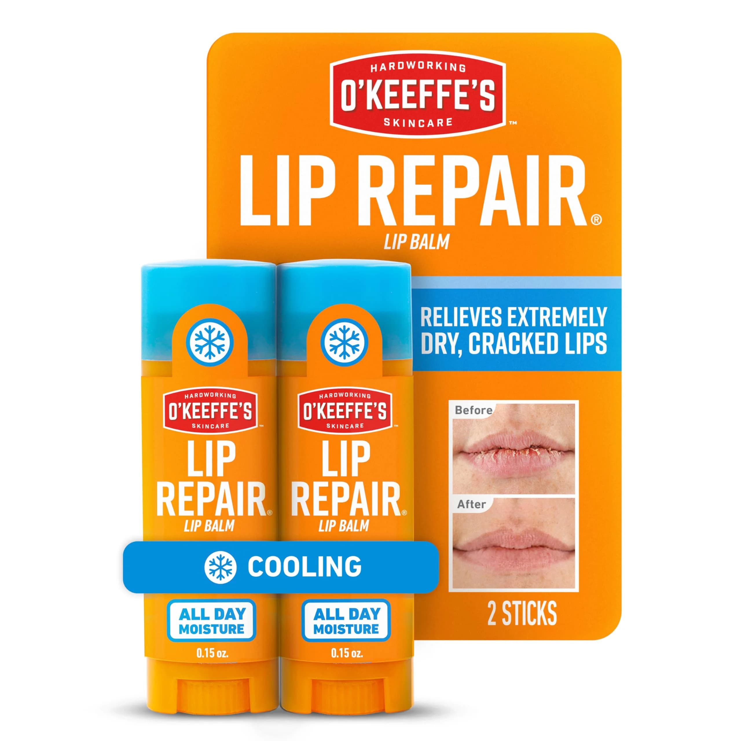 O'Keeffe's Lip Repair Balm, Cooling Relief, 2-Pack | Heals & Moisturizes Dry, Cracked Lips - main product image