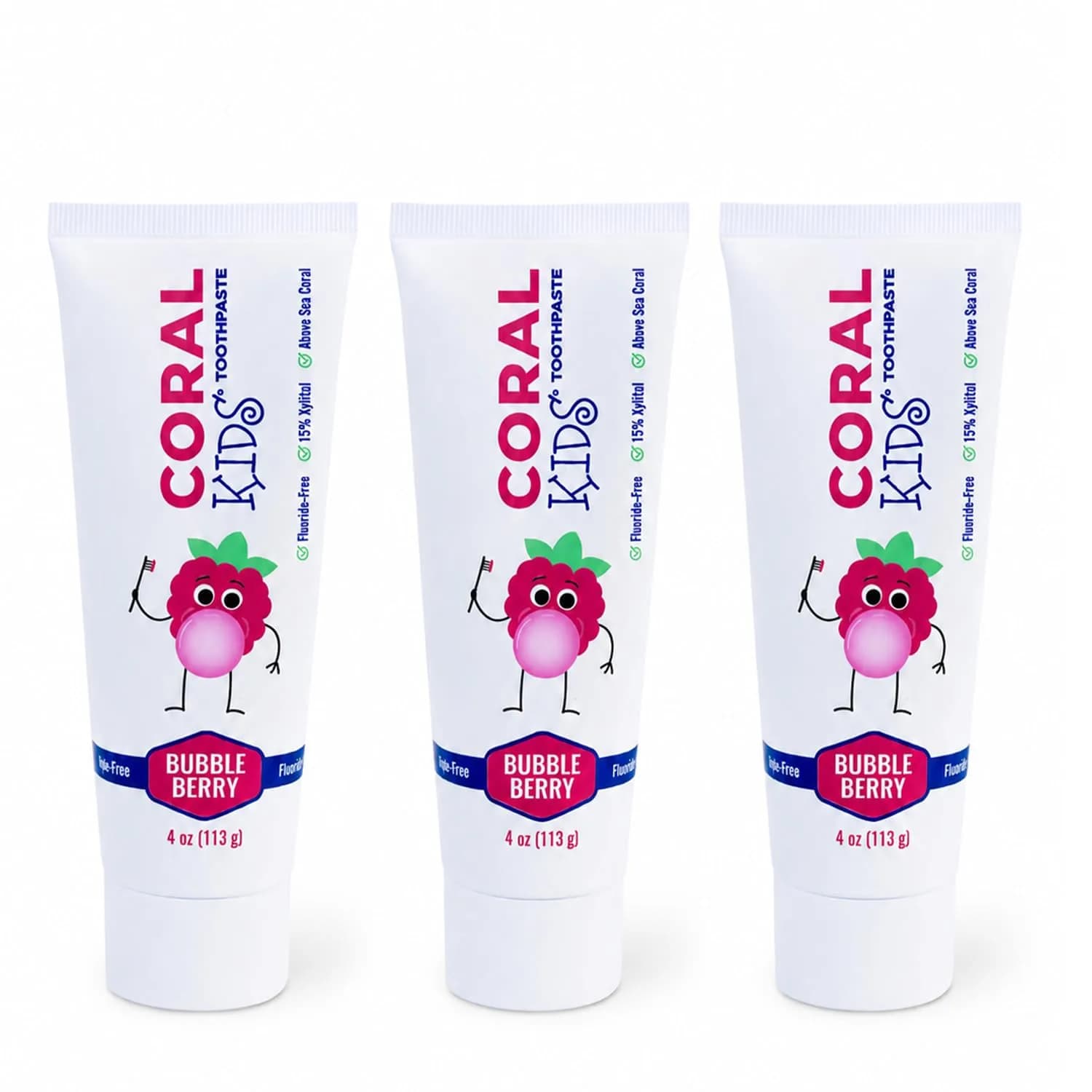 Coral White Kids Fluoride Free Toothpaste – Coral Calcium & Nano Silver | Bubble Berry 4 oz — Bubble Berry