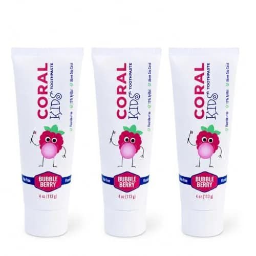 Coral White Kids Fluoride Free Toothpaste – Coral Calcium & Nano Silver | Bubble Berry 4 oz thumbnail 1