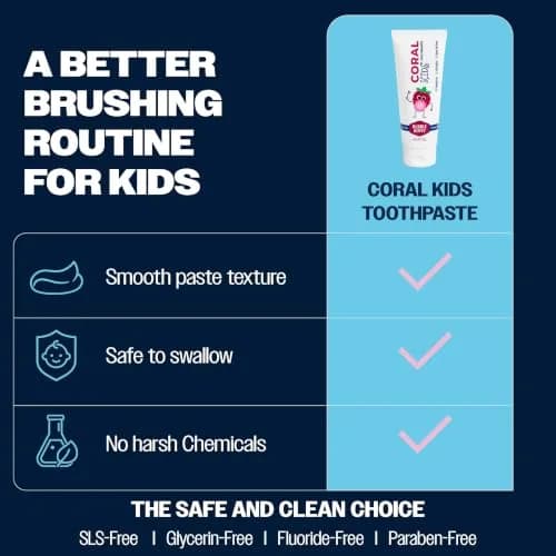 Coral White Kids Fluoride Free Toothpaste – Coral Calcium & Nano Silver | Bubble Berry 4 oz thumbnail 7