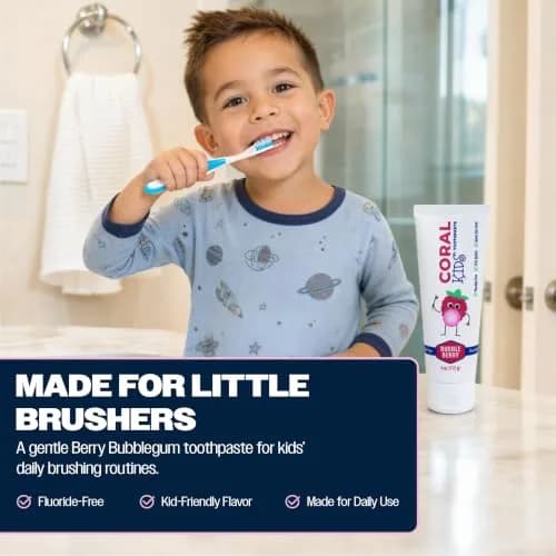 Coral White Kids Fluoride Free Toothpaste – Coral Calcium & Nano Silver | Bubble Berry 4 oz thumbnail 3