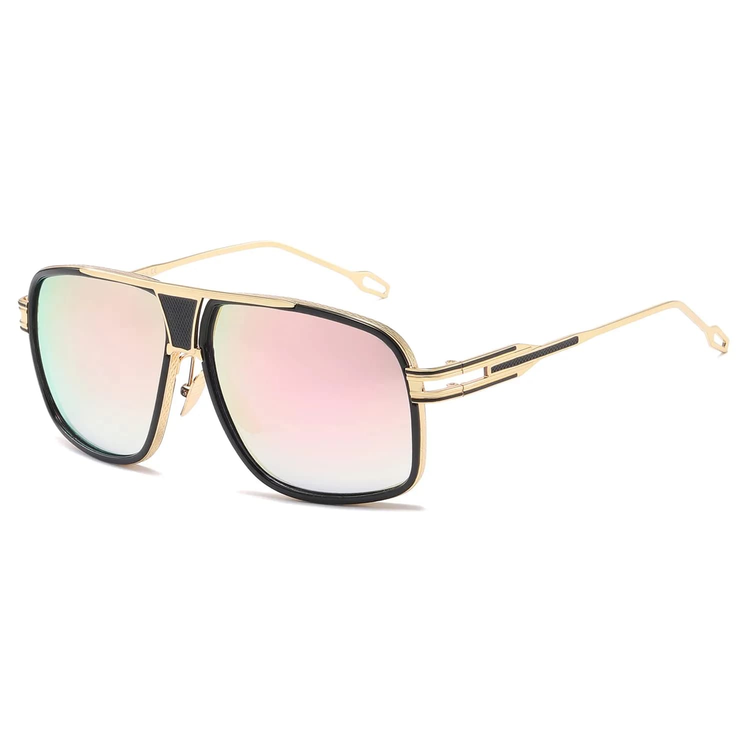 AEVOGUE Oversized Shield Sunglasses Retro Alloy Aviator AE0336 Gold&Red | 62mm (2.44in) Lens Width — Gold&red