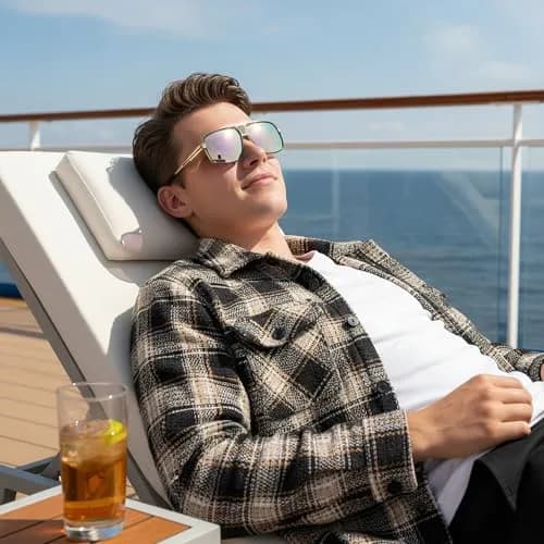 AEVOGUE Oversized Shield Sunglasses Retro Alloy Aviator AE0336 Gold&Red | 62mm (2.44in) Lens Width thumbnail 4