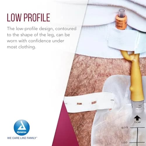 Dynarex Urinary Leg Bag 600 ml | Non-Drip Closure & Anti-Reflux Valve for Catheter, White, 12 Pack thumbnail 4