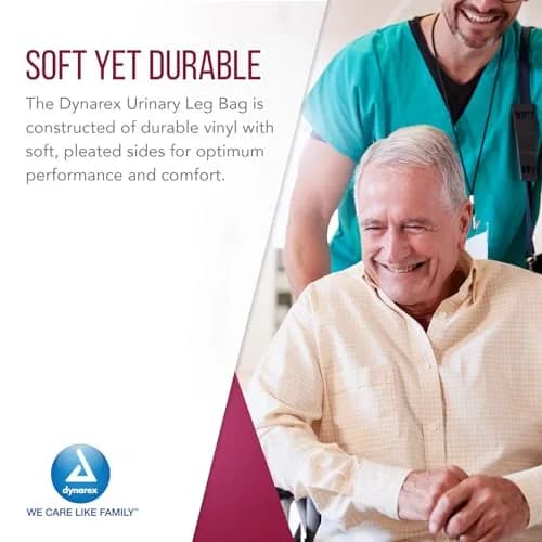 Dynarex Urinary Leg Bag 600 ml | Non-Drip Closure & Anti-Reflux Valve for Catheter, White, 12 Pack thumbnail 5