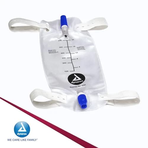 Dynarex Urinary Leg Bag 600 ml | Non-Drip Closure & Anti-Reflux Valve for Catheter, White, 12 Pack thumbnail 6