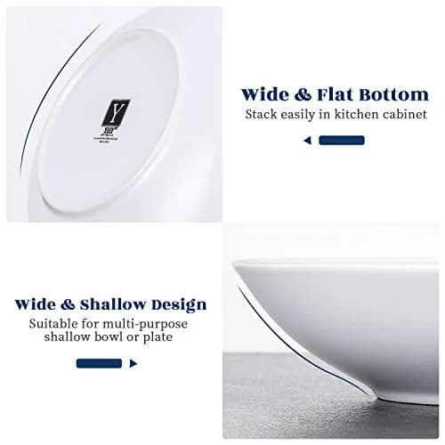 Y YHY 8" Pasta Bowls Set for 6 | Porcelain 22oz Salad & Soup Bowls, Microwave & Dishwasher Safe thumbnail 5