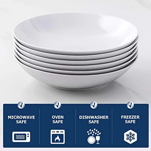 Y YHY 8" Pasta Bowls Set for 6 | Porcelain 22oz Salad & Soup Bowls, Microwave & Dishwasher Safe thumbnail 6