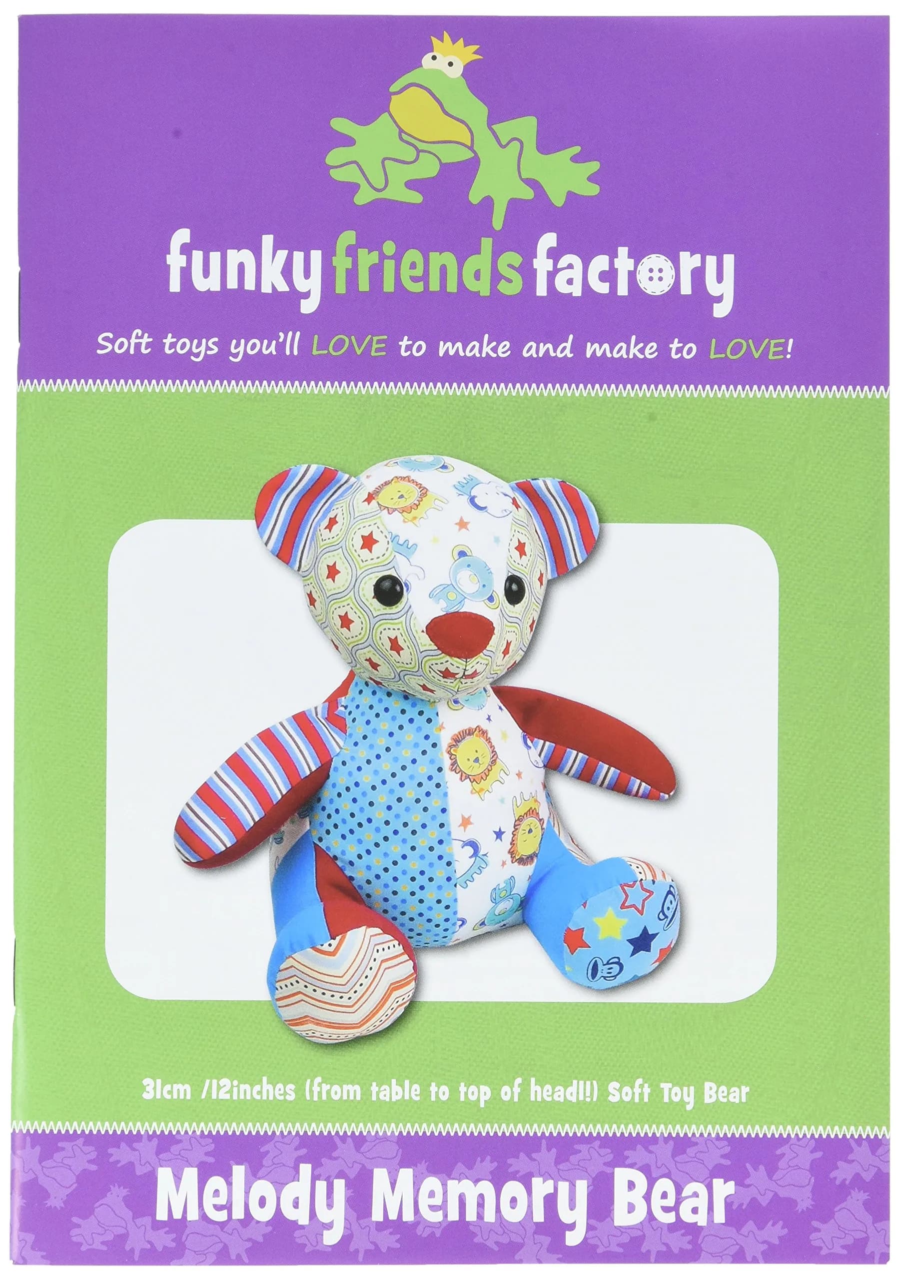 Funky Friends Factory Melody Memory Bear Sewing Pattern | Create Adorable Cuddly Toys in 12 Inches — light brown