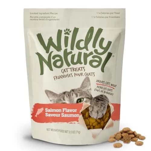 Wildly Natural Salmon Flavor Crunchy Cat Treats | Wholesome, Low-Calorie Snack for Indoor Cats thumbnail 1