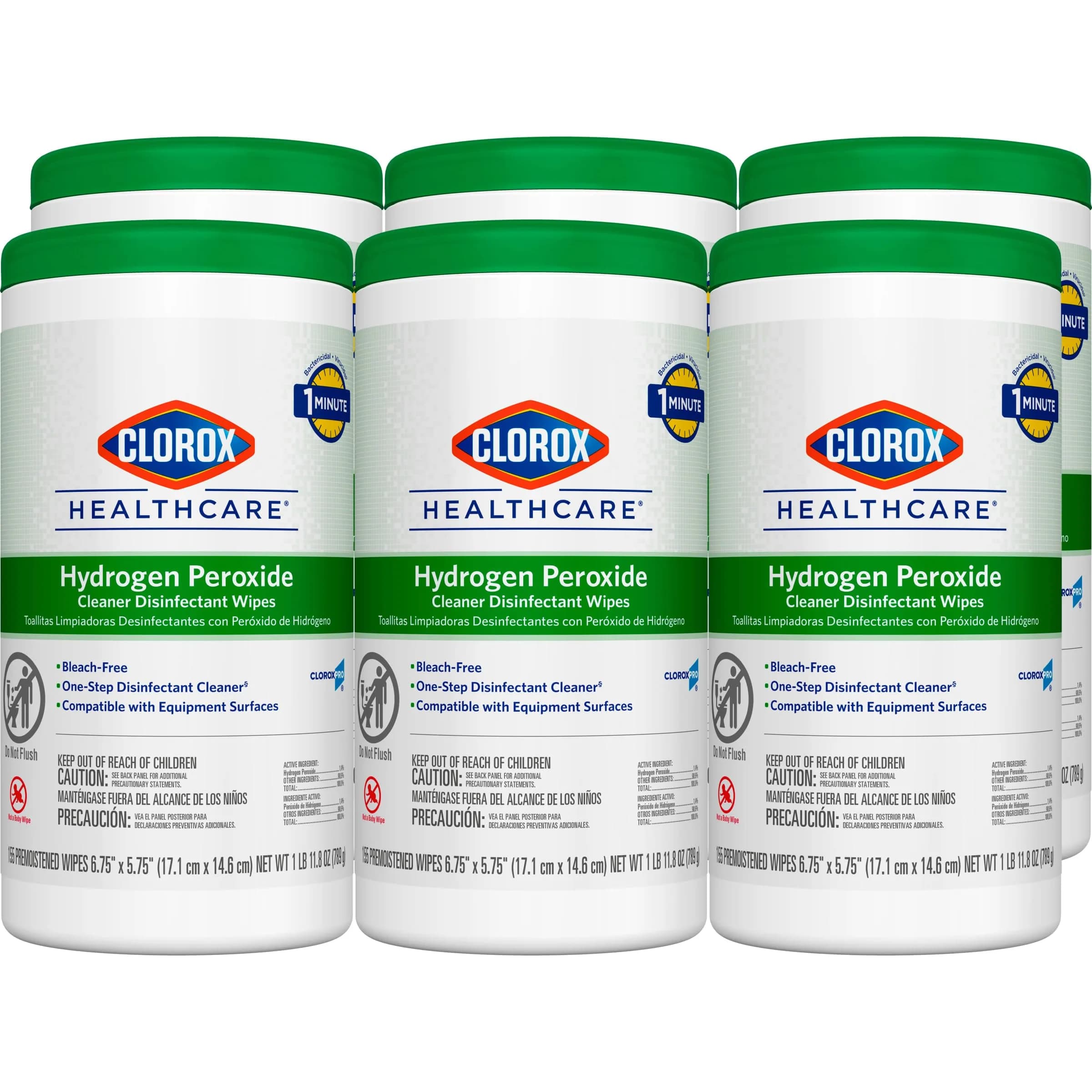 Clorox Healthcare Hydrogen Peroxide Disinfecting Wipes 1395 Count (Pack of 9) | EPA Registered Kills C. auris & MRSA - main product image