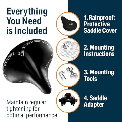 Bikeroo Oversized Bike Seat - 10.2" x 10.2" Wide Cruiser Saddle with Memory Foam & Dual Suspension | Fits Most Bikes, 350 lb Capacity thumbnail 4