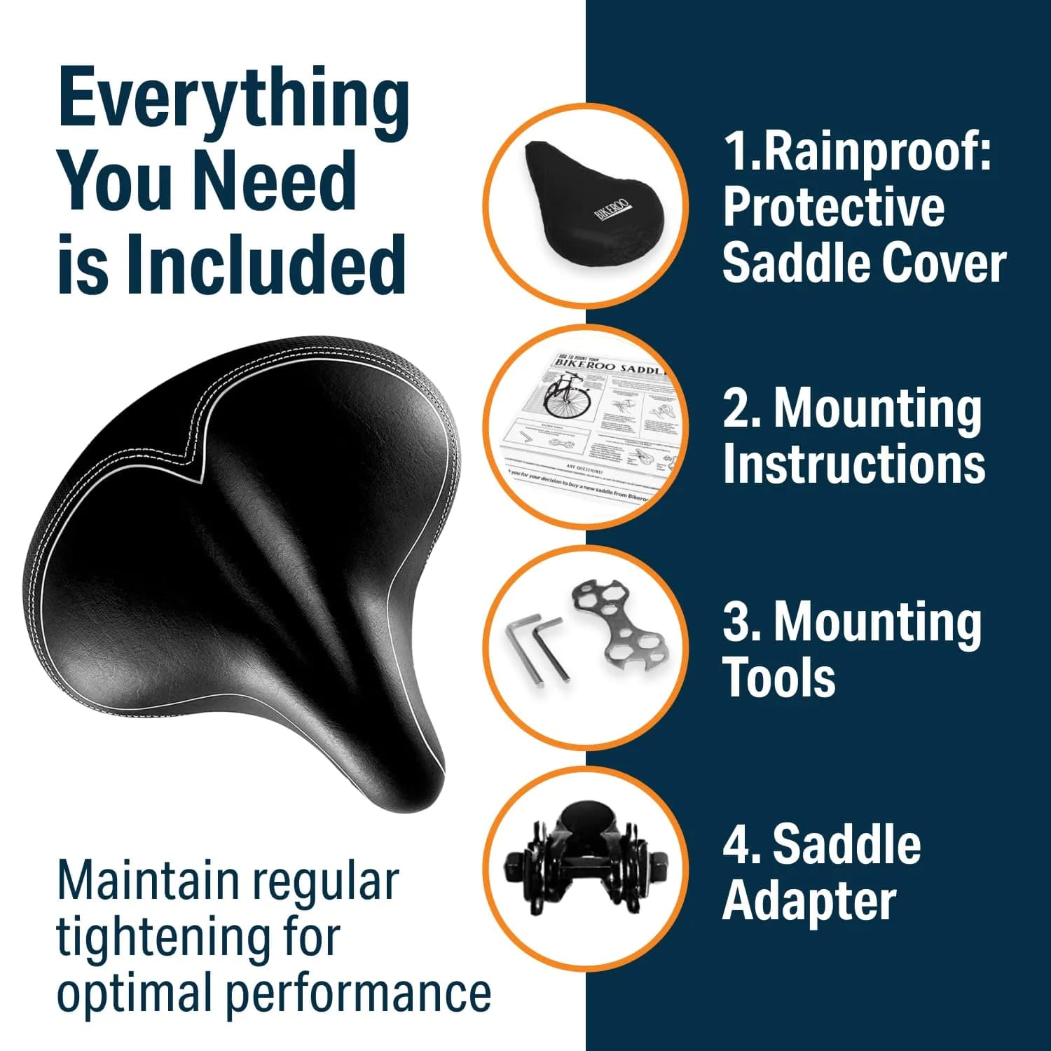 Bikeroo Oversized Bike Seat - 10.2" x 10.2" Wide Cruiser Saddle with Memory Foam & Dual Suspension | Fits Most Bikes, 350 lb Capacity - view 4