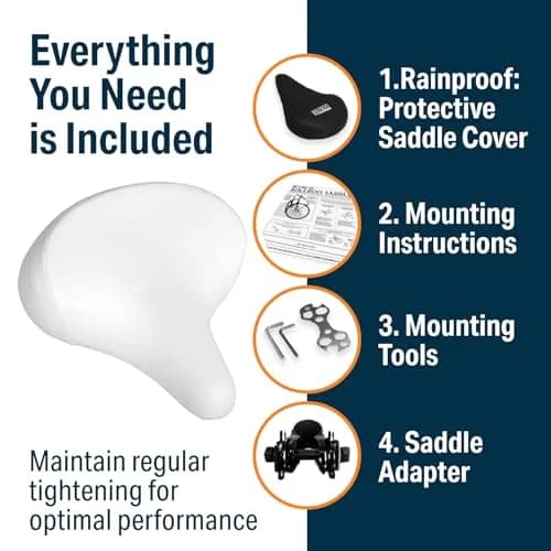 Bikeroo Wide Cruiser Saddle - White | 25.9cm x 25.9cm (10.2" x 10.2") thumbnail 4