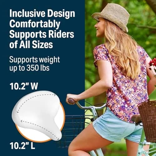 Bikeroo Wide Cruiser Saddle - White | 25.9cm x 25.9cm (10.2" x 10.2") thumbnail 5
