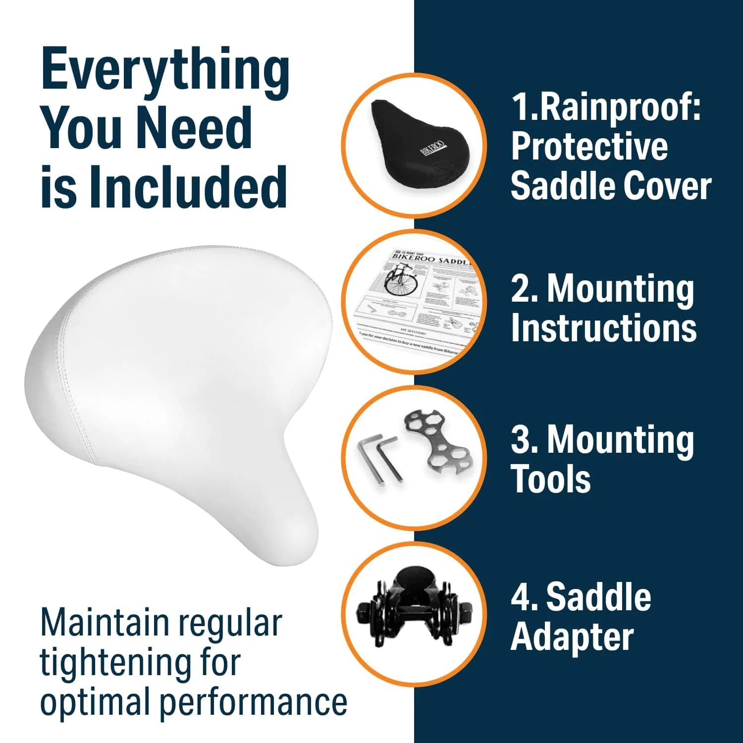 Bikeroo Wide Cruiser Saddle - White | 25.9cm x 25.9cm (10.2" x 10.2") - view 4