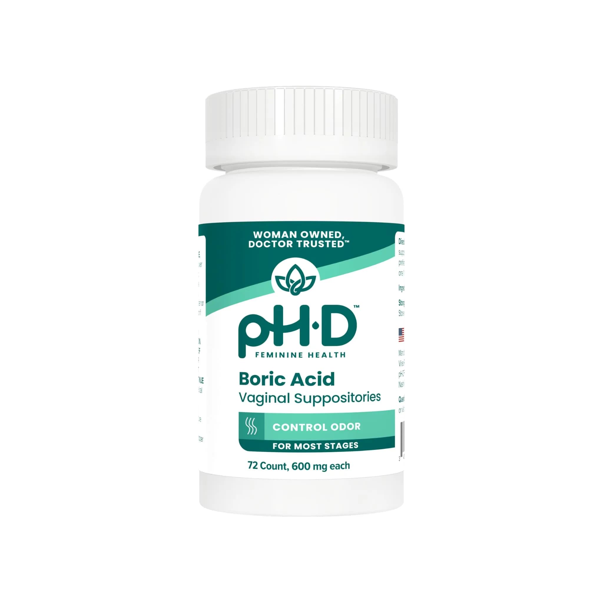 pH-D Feminine Health Support 600 mg Boric Acid Suppositories | Safe Vaginal Odor Relief for Women — Suppository