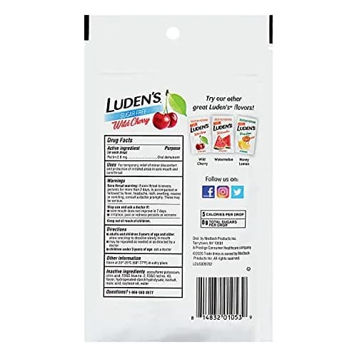 Luden's Sugar-Free Wild Cherry Throat Drops 25 Count | Soothing Relief for Dry Throat & Cough thumbnail 8