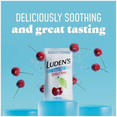 Luden's Sugar-Free Wild Cherry Throat Drops 25 Count | Soothing Relief for Dry Throat & Cough thumbnail 2