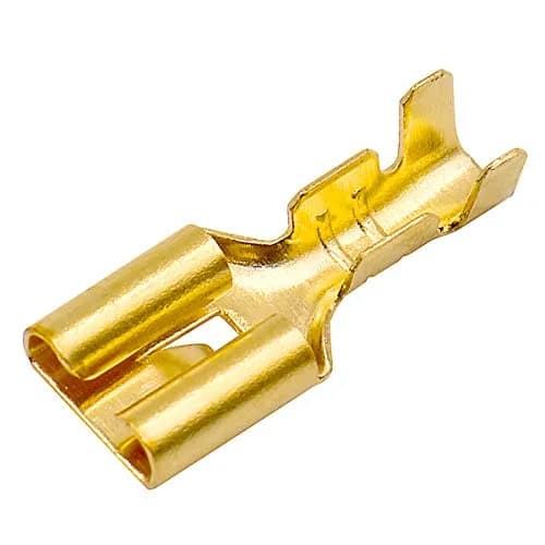 Baomain 100-Pack 6.3mm Female Spade Connectors Non-Insulated | Copper, 18-16 AWG, Heavy-Duty for Automotive & DIY thumbnail 6