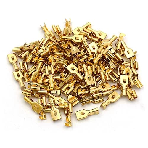 Baomain 100-Pack 6.3mm Female Spade Connectors Non-Insulated | Copper, 18-16 AWG, Heavy-Duty for Automotive & DIY thumbnail 7