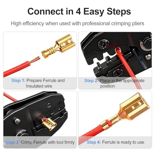 Baomain 100-Pack 6.3mm Female Spade Connectors Non-Insulated | Copper, 18-16 AWG, Heavy-Duty for Automotive & DIY thumbnail 2