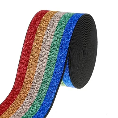 COTOWIN 2-inch Wide Glitter Straps Color Plush Elastic Band 3-Yard | Soft Comfortable Sewing Elastic thumbnail 2