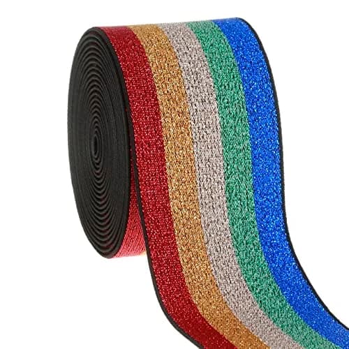 COTOWIN 2-inch Wide Glitter Straps Color Plush Elastic Band 3-Yard | Soft Comfortable Sewing Elastic thumbnail 3