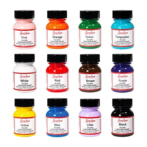 Angelus Acrylic Leather Paint Best Sellers Kit 12 Colors (1 oz Each) | Flexible Paint for Shoes, Sneakers, Furniture thumbnail 1