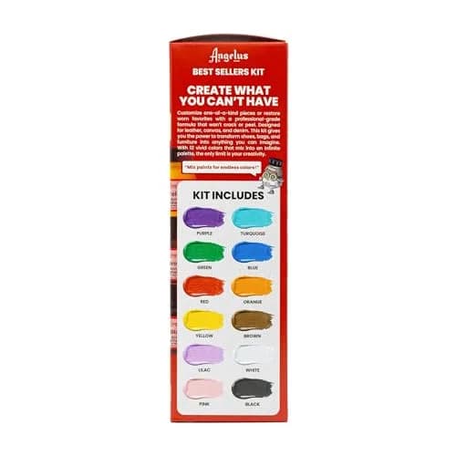 Angelus Acrylic Leather Paint Best Sellers Kit 12 Colors (1 oz Each) | Flexible Paint for Shoes, Sneakers, Furniture thumbnail 5
