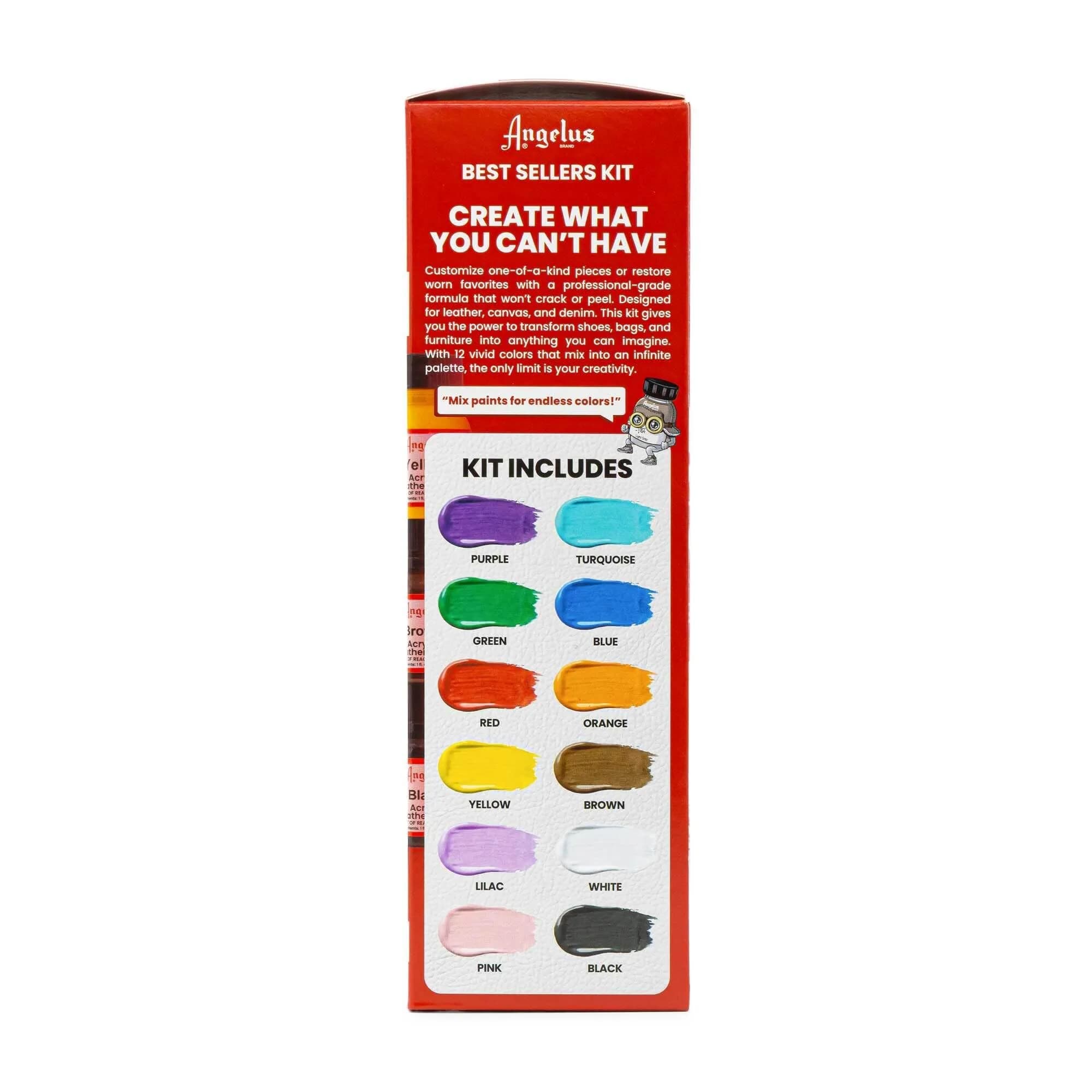 Angelus Acrylic Leather Paint Best Sellers Kit 12 Colors (1 oz Each) | Flexible Paint for Shoes, Sneakers, Furniture - view 5