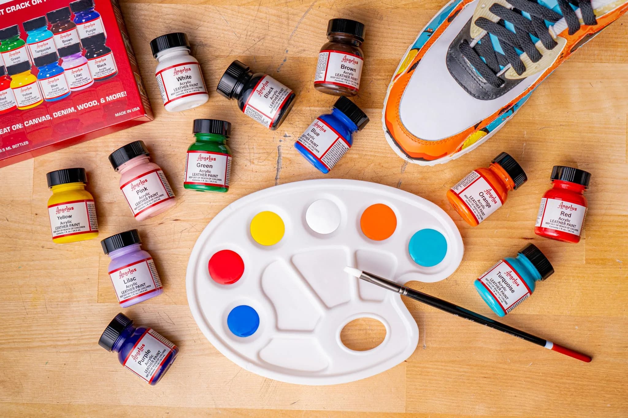 Angelus Acrylic Leather Paint Best Sellers Kit 12 Colors (1 oz Each) | Flexible Paint for Shoes, Sneakers, Furniture - view 8