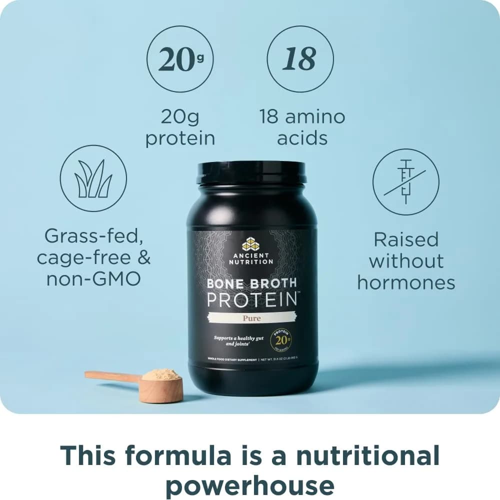Ancient Nutrition Pure Bone Broth Protein Powder, 40 Servings - view 2