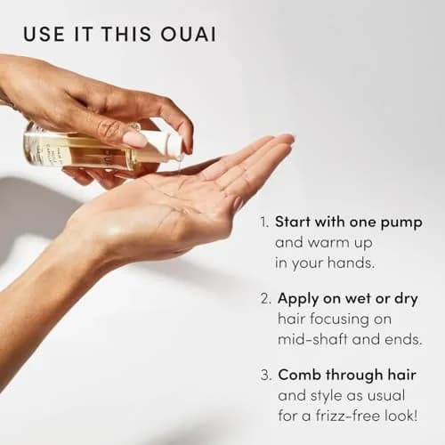 OUAI Hair Oil Lightweight Heat Protectant Frizz Control 1.5 Fl Oz | Nourishes & Shields Hair thumbnail 7