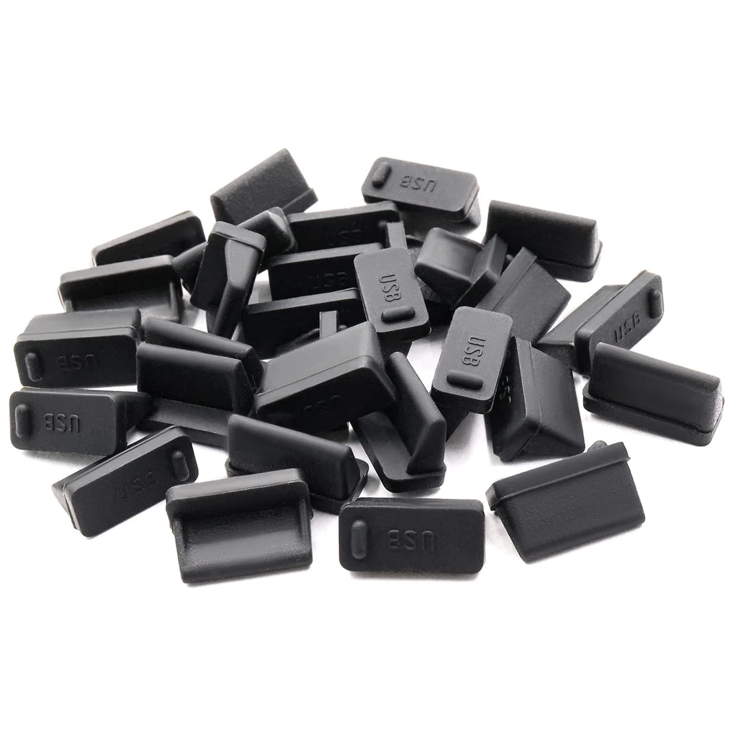 ThreeBulls Black Silicone USB Port Dust Plugs (30 Pcs) | Protects Female USB-A Ports from Dust & Oxidation - main product image