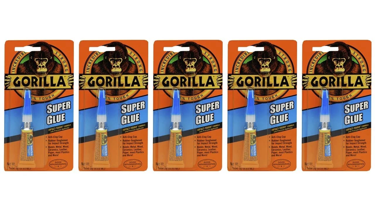 Gorilla Super Glue Gel Tube, 3ml (0.1 Fl Oz) x 5 Pack | Fast-Drying Cyanoacrylate Adhesive for Tough Repairs