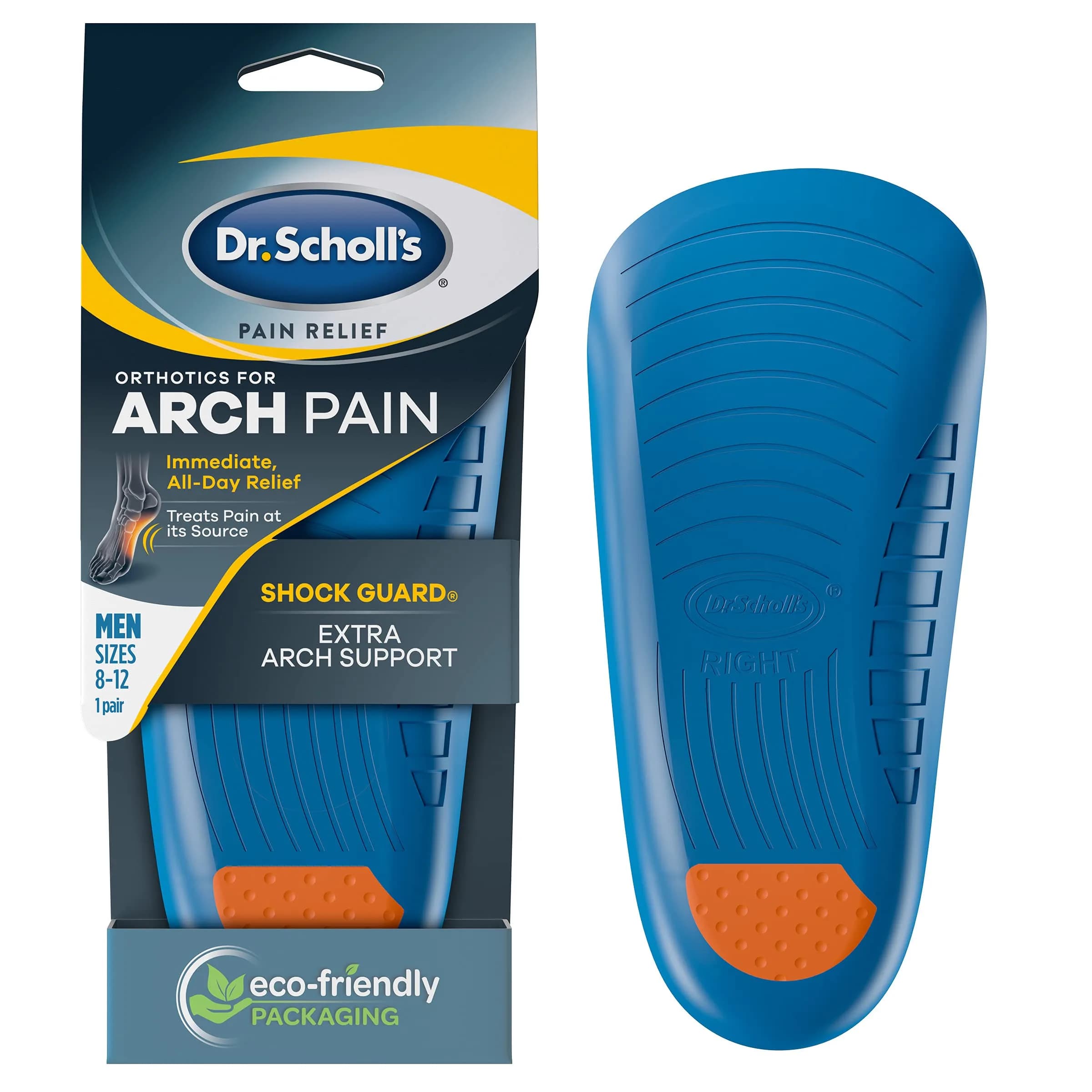 Dr. Scholl's Arch Pain Relief Orthotics Insoles for Men 22.3cm (8.77in) | FDA Approved High Arch Support - main product image