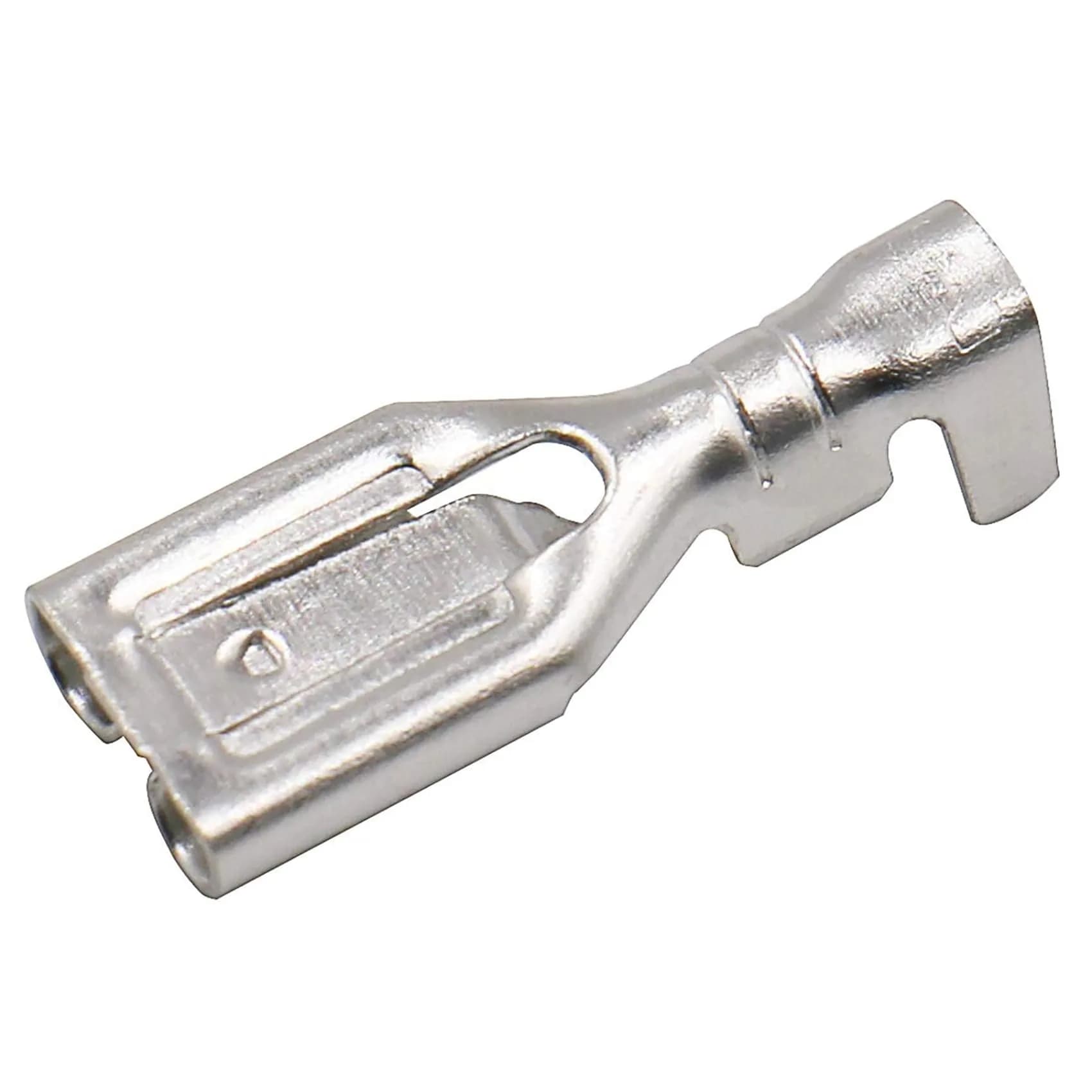Baomain 100-Pack 6.3mm Female Spade Connectors Non-Insulated Terminals | Reliable Automotive & DIY Wiring — Silver