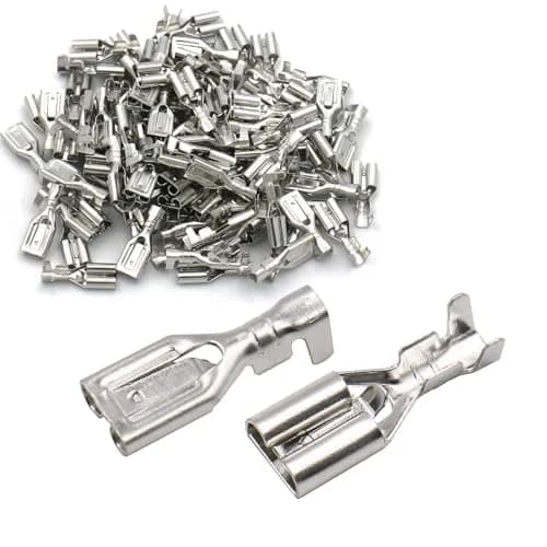 Baomain 100-Pack 6.3mm Female Spade Connectors Non-Insulated Terminals | Reliable Automotive & DIY Wiring thumbnail 4