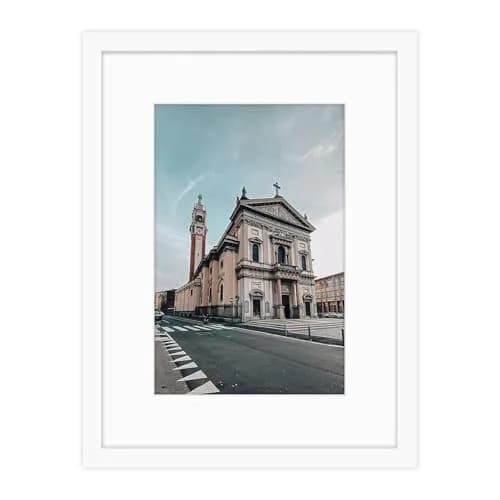 Golden State Art 12x16 Picture Frame | Solid Wood & Real Glass, White Mat, Wall & Tabletop Display thumbnail 1