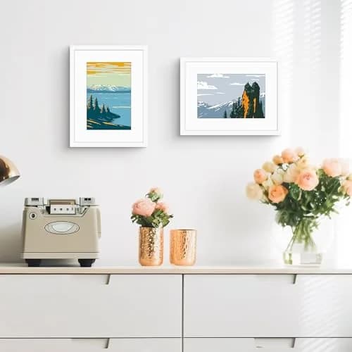Golden State Art 12x16 Picture Frame | Solid Wood & Real Glass, White Mat, Wall & Tabletop Display thumbnail 5