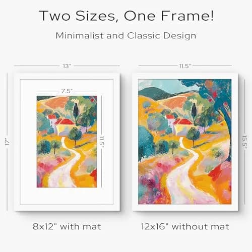 Golden State Art 12x16 Picture Frame | Solid Wood & Real Glass, White Mat, Wall & Tabletop Display thumbnail 2