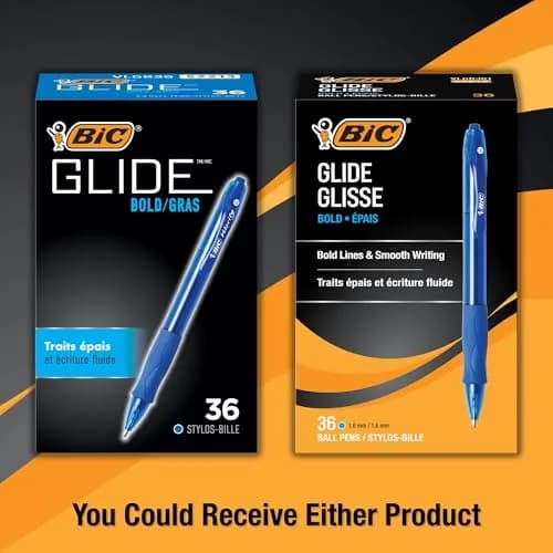 BIC Glide Bold Blue Ballpoint Pens, Bold Point 1.6mm, 36-Count Pack | Smooth Ink Flow for Effortless Writing thumbnail 2