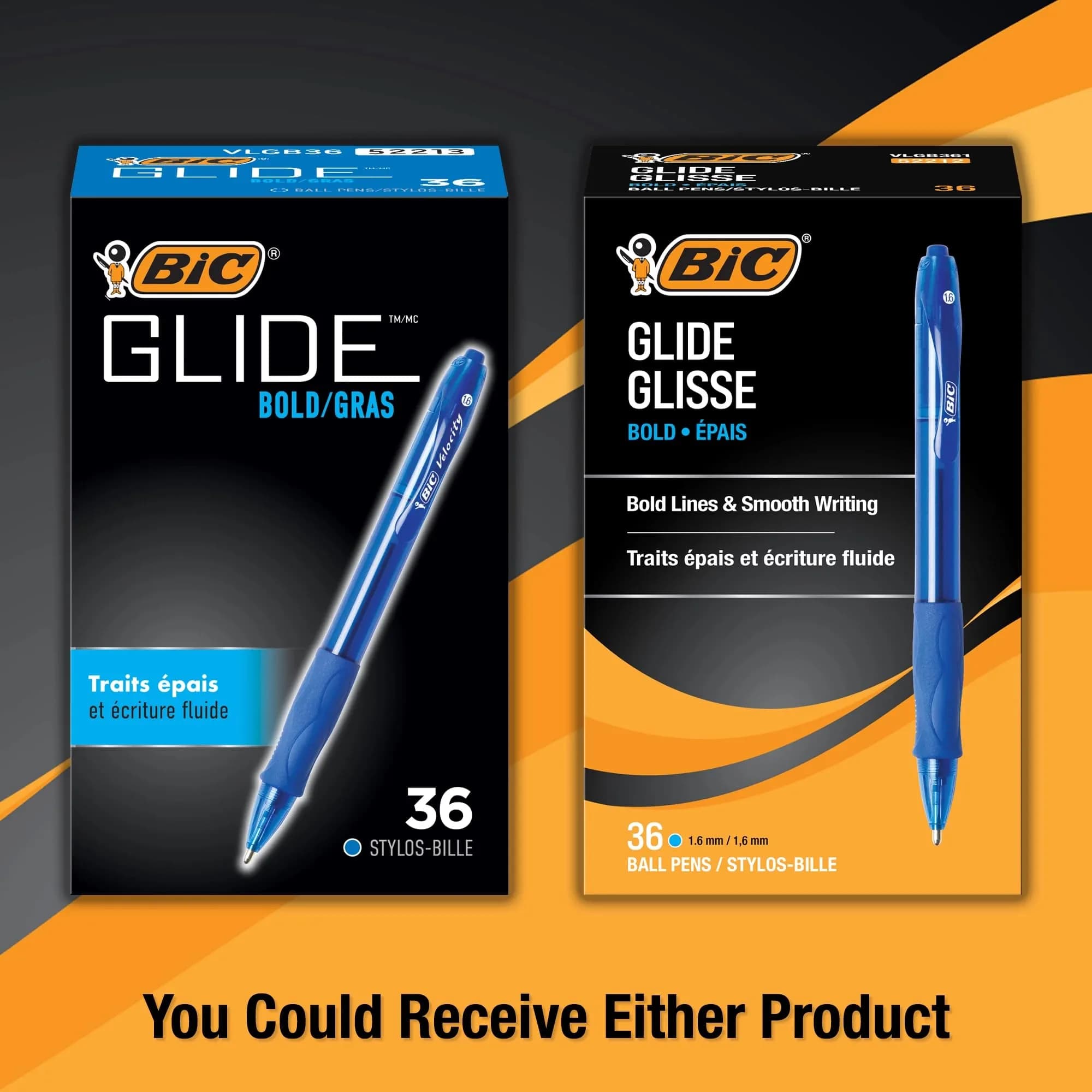 BIC Glide Bold Blue Ballpoint Pens, Bold Point 1.6mm, 36-Count Pack | Smooth Ink Flow for Effortless Writing - view 2