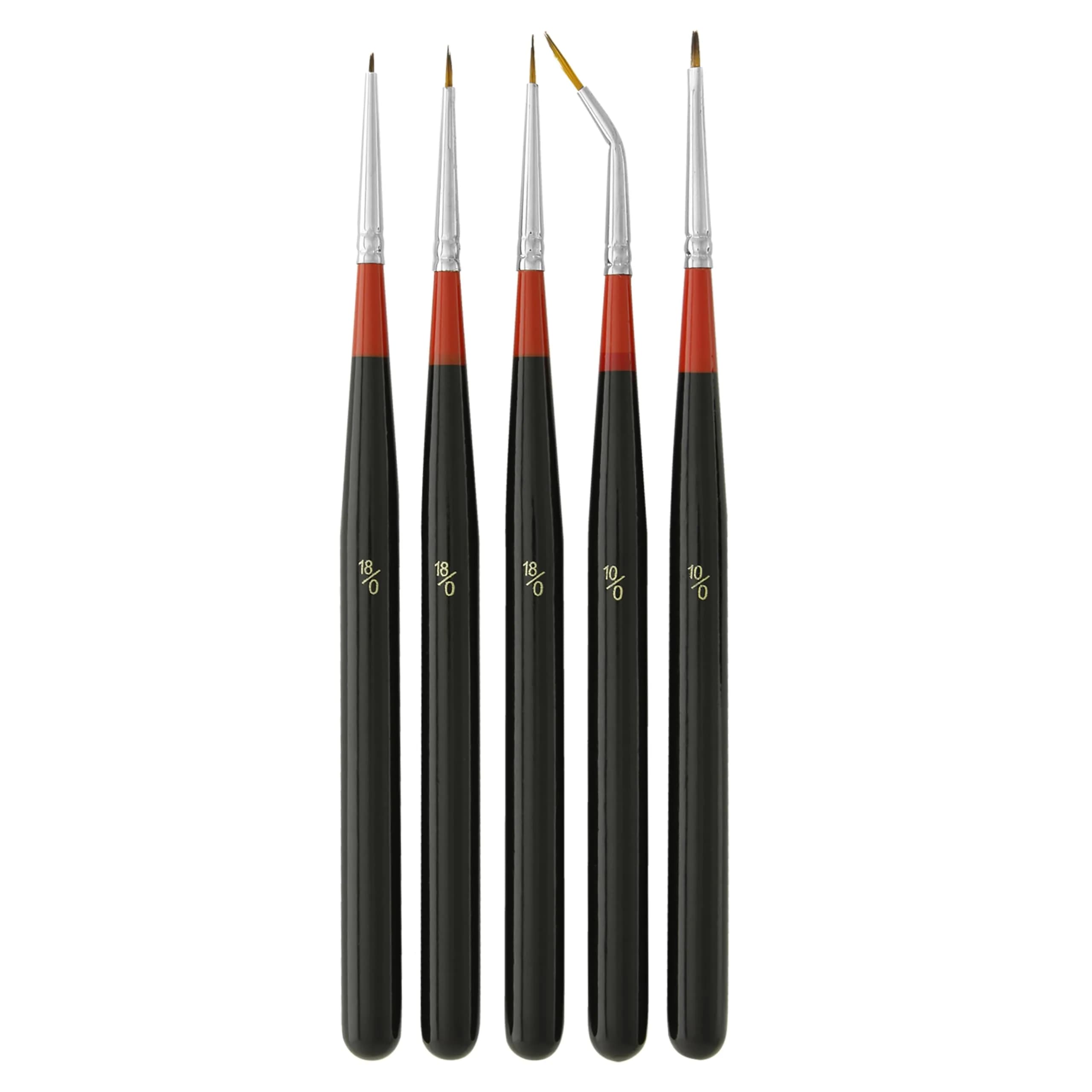 U.S. Art Supply 5 Piece Miniature Tight Spot Micro Fine Detail Art Brush Set | Golden Taklon Brushes for Acrylic, Oil, Watercolor, and Makeup — 5-Piece
