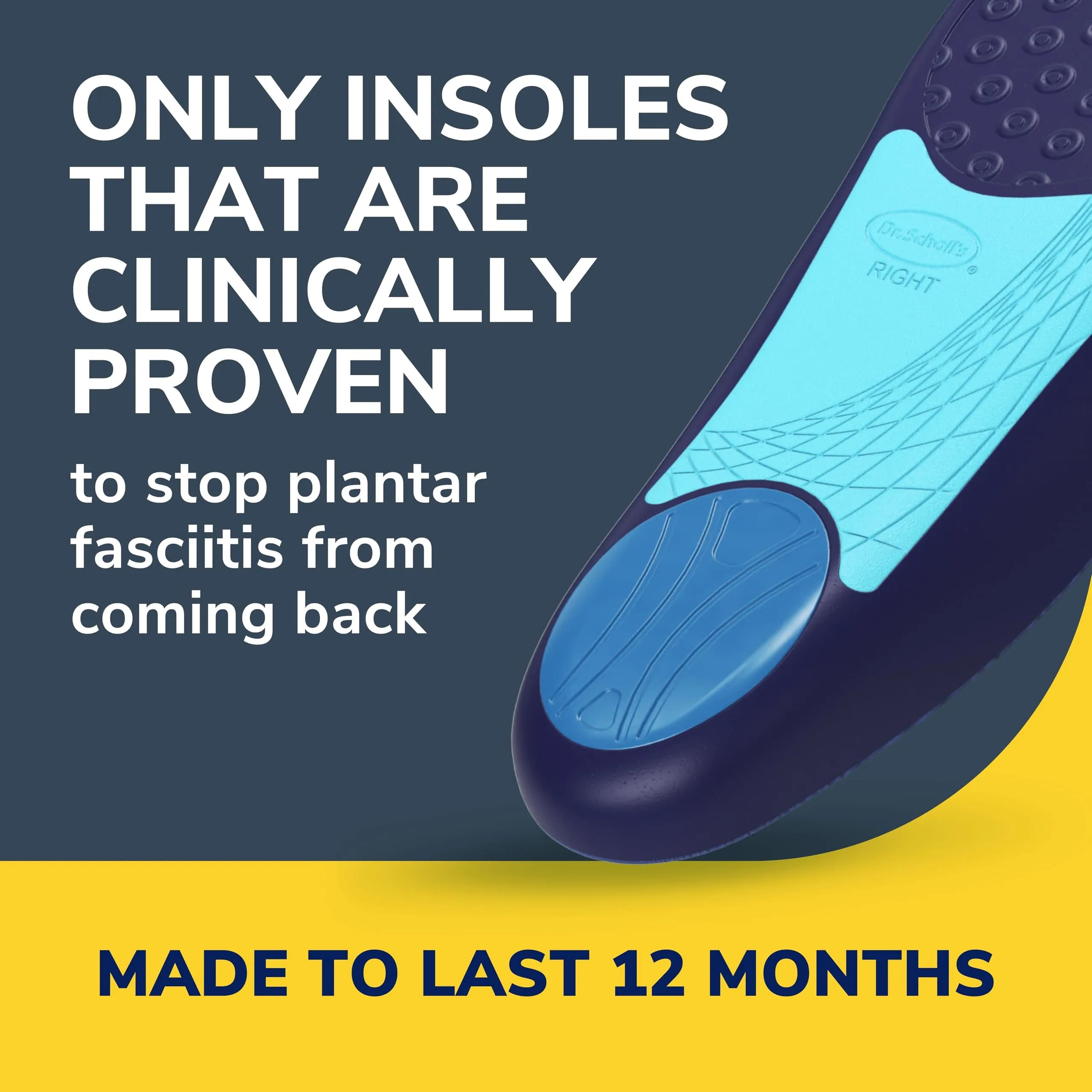 Dr. Scholl's Men's Plantar Fasciitis Relief Orthotic Insoles for Men - Medium Arch Support, Cut to Fit - view 3