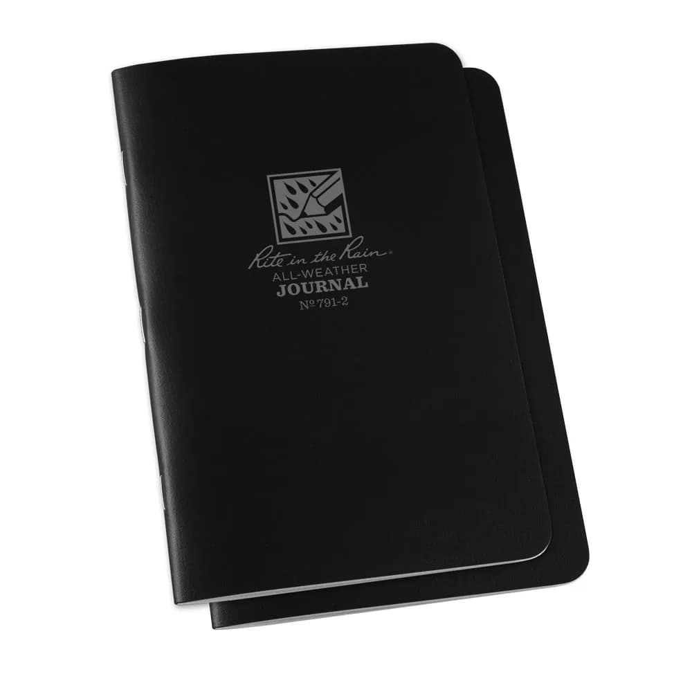 Rite in the Rain Weatherproof Stapled Notebook 4.625" x 7" | Durable All-Weather Journal Pack of 2 — Black